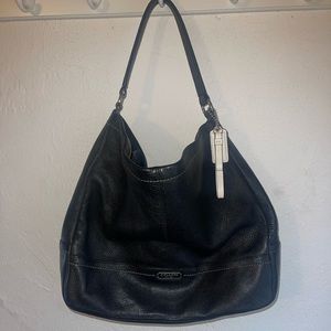 Black coach hobo shoulder bag with silver hardware